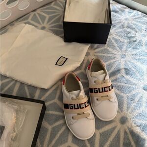 Gucci Kids White and Red Sneakers